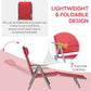 Outdoor Folding Chaise Lounge Chair Steel Portable Recliner with 7 Adjustable Backrest Positions, Red
