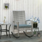 Outdoor PE Rattan Rocking Chair, Garden Glider Rocking Chair, Wicker Patio Chair Set with Armrest and Cushion, Grey