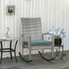 Outdoor PE Rattan Rocking Chair, Garden Glider Rocking Chair, Wicker Patio Chair Set with Armrest and Cushion, Grey