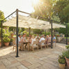 19' x 10' Pergola with Retractable Canopy, Patio Pergola with Sun Shade Shelter, UV50+, for Patio, Garden, Cream