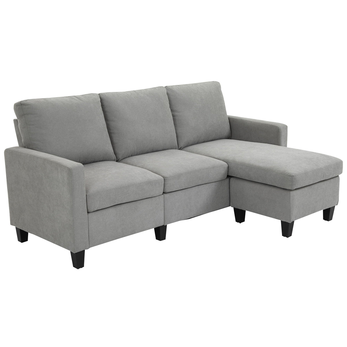 Leslie L-Shape Sofa with Ottoman- Light Grey