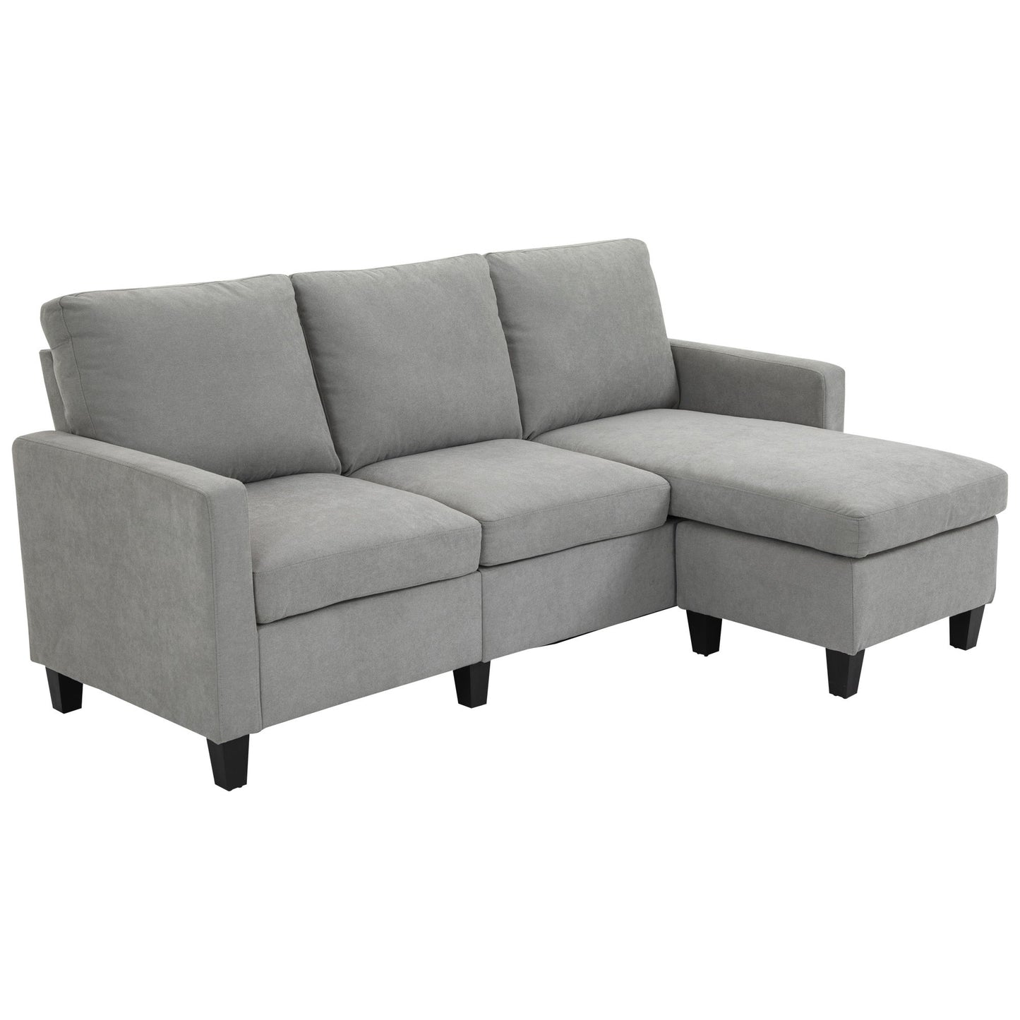 Leslie L-Shape Sofa with Ottoman- Light Grey
