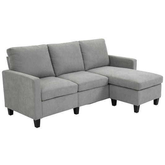 Leslie L-Shape Sofa with Ottoman- Light Grey