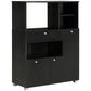 Compact Kitchen Pantry with Microwave Stand - Black