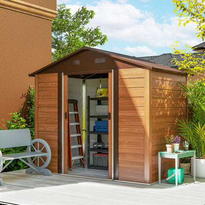7.7' x 6.5' Metal Garden Shed with Ventilation and Lock
