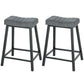Set of 2 Bar Stools, Velvet Upholstered Counter Stools with Curved Seat and Footrest for Kitchen Island, Grey
