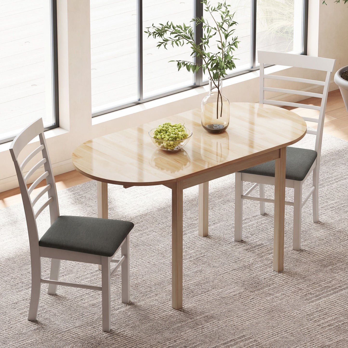 Solid Wood Kitchen Table, Drop Leaf Tables for Small Spaces, Folding Dining Table, Natural