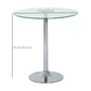 Round Dining Table, Modern Pub Table with Tempered Glass Top, Galvanized Metal Base, Small Dining Table, Silver