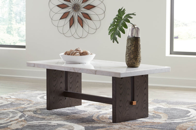 Burkhaus - White / Dark Brown - Rectangular Cocktail Table - Forward Furniture