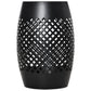 12" Steel Patio End Table, Round Hollow Drum Side Table, Accent Table for Indoor and Outdoor, Black