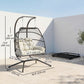 Double Wicker Egg Swing Chair with Stand, Foldable Hanging Egg Chair with UV Resistant Cushion, Headrest, Cream White