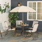 6 Pieces Outdoor Dining Set for 4 with Umbrella Patio Outdoor Furniture Set with Round Table 4 Folding Chairs Cream
