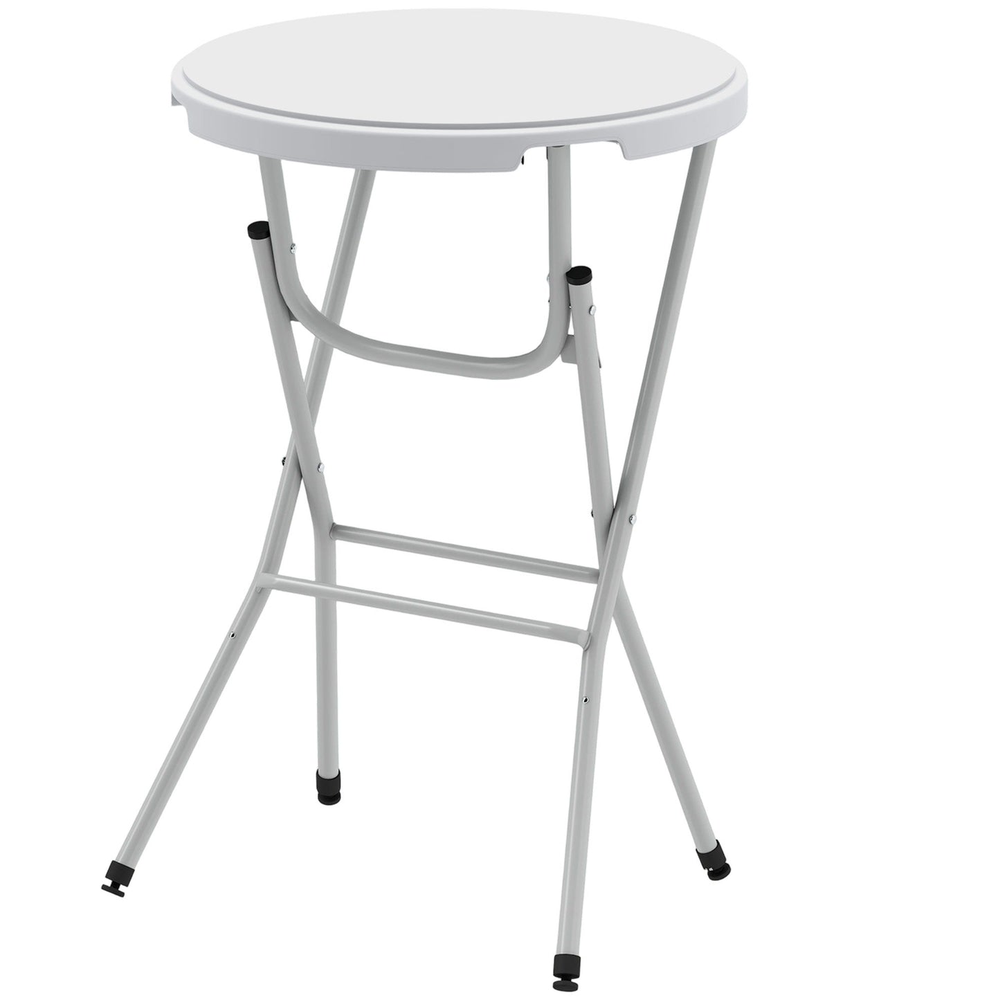 31.5" Bar Height Patio Table, Outdoor Bar Folding Table with HDPE Top, Locking Steel Legs for Party, Camping, White