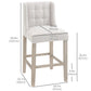 Modern Counter Bar Stools Tufted Upholstered Counter Chairs Set of 2 for Kitchen, Beige