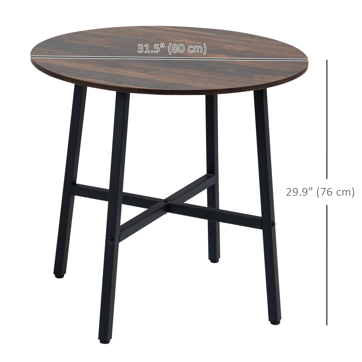 31.5" Round Industrial Dining Table - Rustic Brown