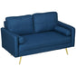 56" Loveseat Sofa for Bedroom Upholstered 2 Seater Couch with Back Cushions and Pillows, Blue