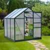 6.2' x 6.3' x 6.6' Clear Polycarbonate Greenhouse, Large Walk-In Green House Garden, Plants Grow, Galvanized Sheet Frame w/ Slide Door