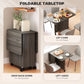 Foldable Dining Table, Rolling Kitchen Table with Storage Drawers and Cabinet, Drop Leaf Table on Wheels, Grey