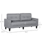 3-Seater Sofa, Mid-Century Linen Couch with Upholstered Seat, Button-Tufted Back Cushion and Rubber Wood Legs for Living Room, Bedroom, Gray
