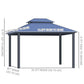10'x12' Hardtop Patio Gazebo Aluminum Gazebo Canopy with Double Tier Roof, Curtains, Netting Sidewalls, Black & Grey