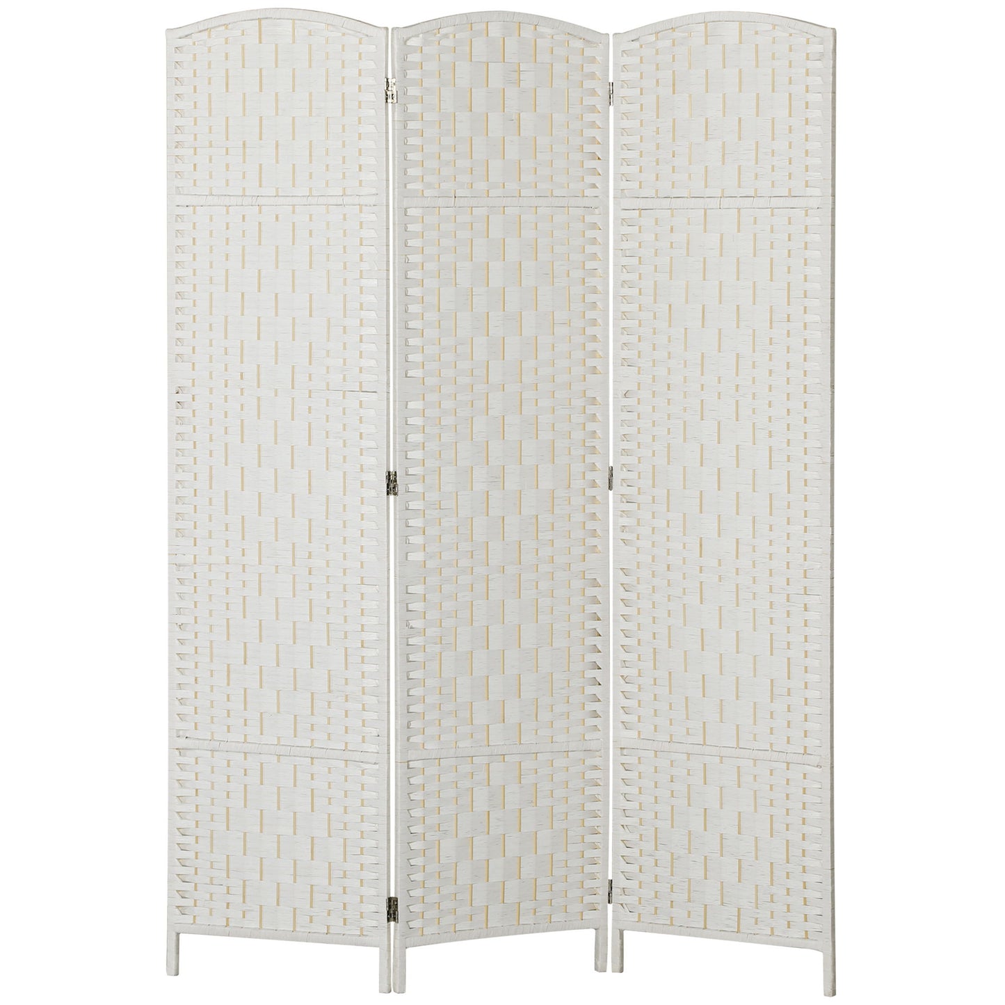 6ft Folding Room Divider, 3 Panel Wall Partition with Wooden Frame for Bedroom, Home Office, White