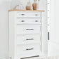 Ashbryn - White / Natural - Five Drawer Chest