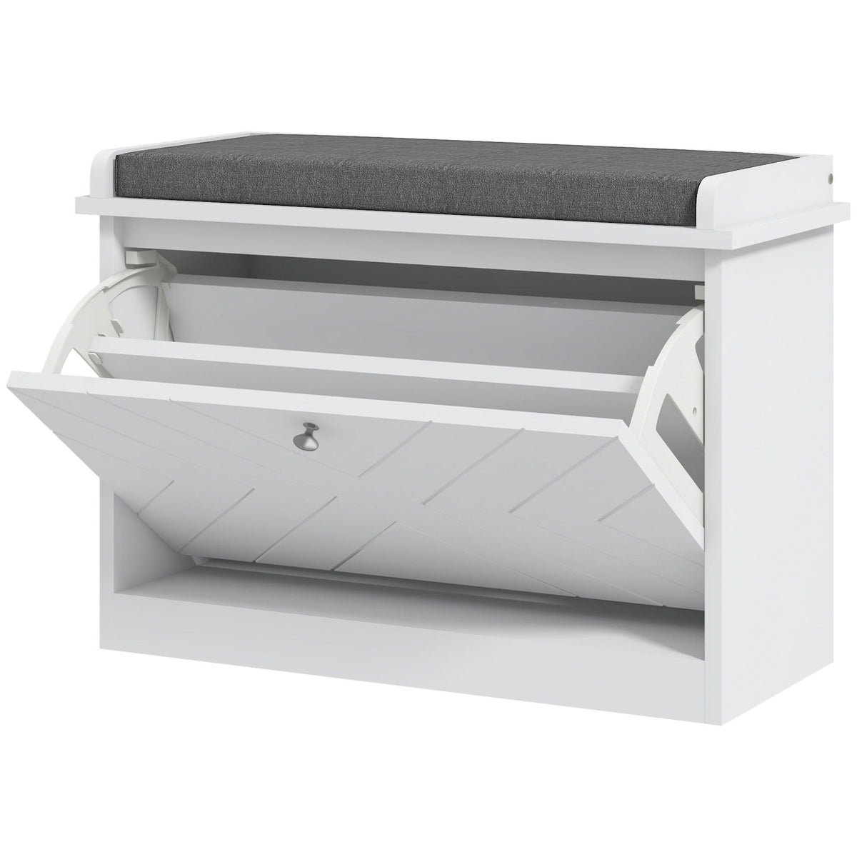 Shoe Storage with Seat, Upholstered Hallway Bench, Shoe Bench with Flip Drawer, Adjustable Shelf for 4-6 Pairs of Shoes