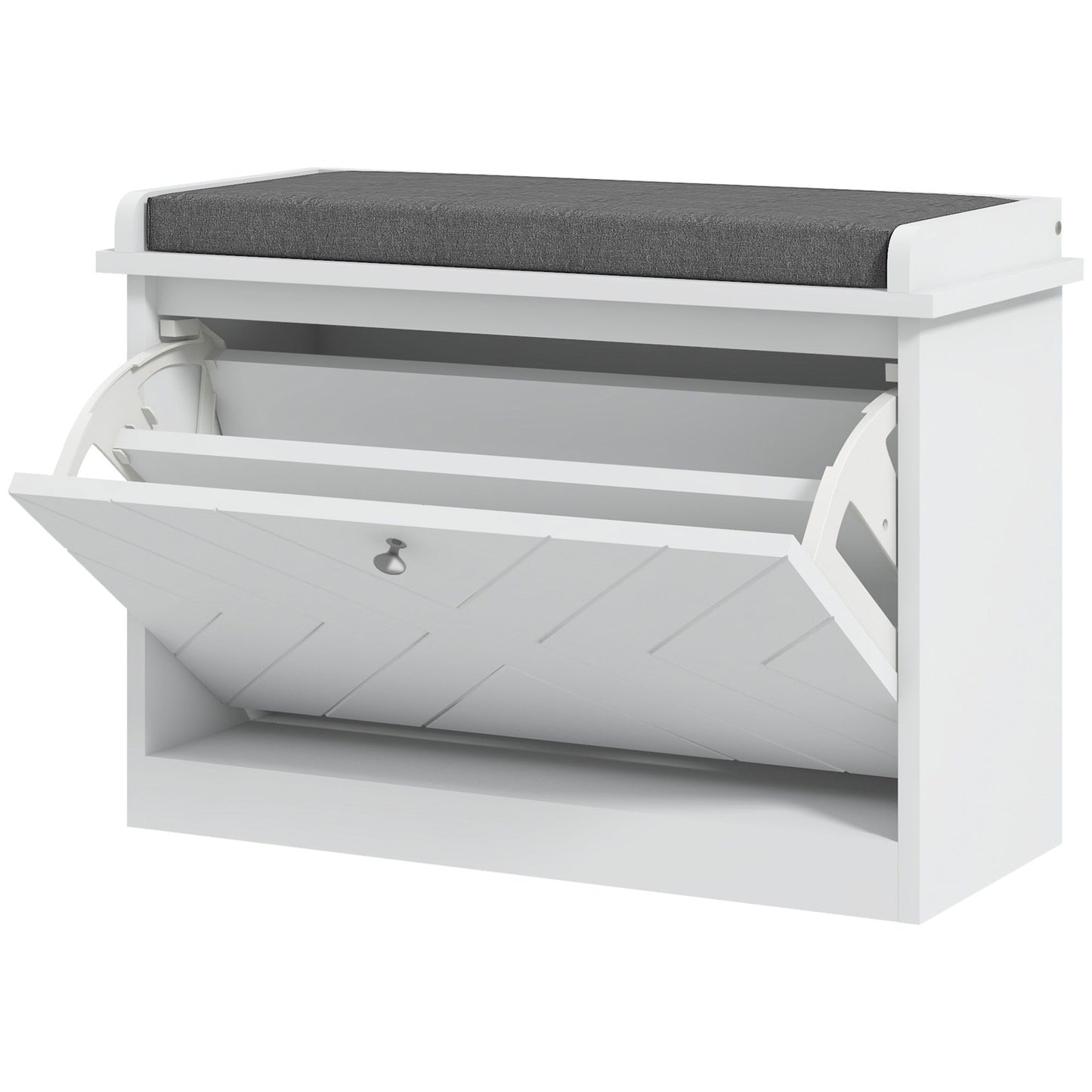 Shoe Storage with Seat, Upholstered Hallway Bench, Shoe Bench with Flip Drawer, Adjustable Shelf for 4-6 Pairs of Shoes