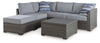 Petal Road - Loveseat Sectional, Ottoman, Table Set (Set of 4) - Gray