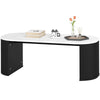 Marble-Effect Coffee Table with Round Corners - Black