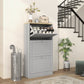 Modern Shoe Storage with 3 Flip Drawers and Adjustable Shelves, Shoe Cabinet Organizer for 12-18 Pairs of Shoes, Grey