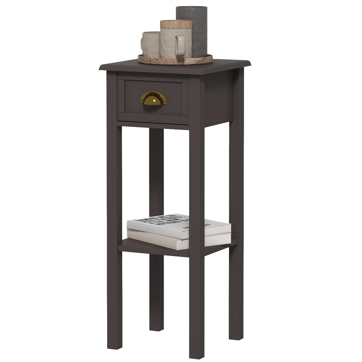2-Tier Side Table with Drawer - Coffee