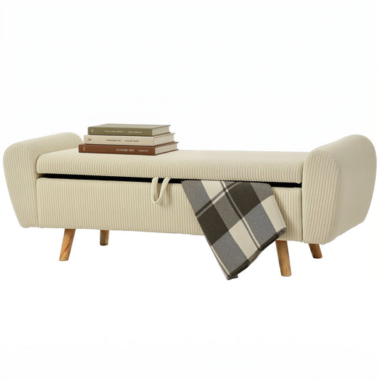 59" Corduroy End-of-Bed Storage Bench - Beige