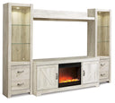 5 Pc. Entertainment Center - 63" TV Stand with Glass/Stone Fireplace Insert