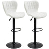 Set of 2 Swivel Adjustable Bar Stools - White