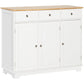 Modern Sideboard Buffet with Drawers and Shelves - White