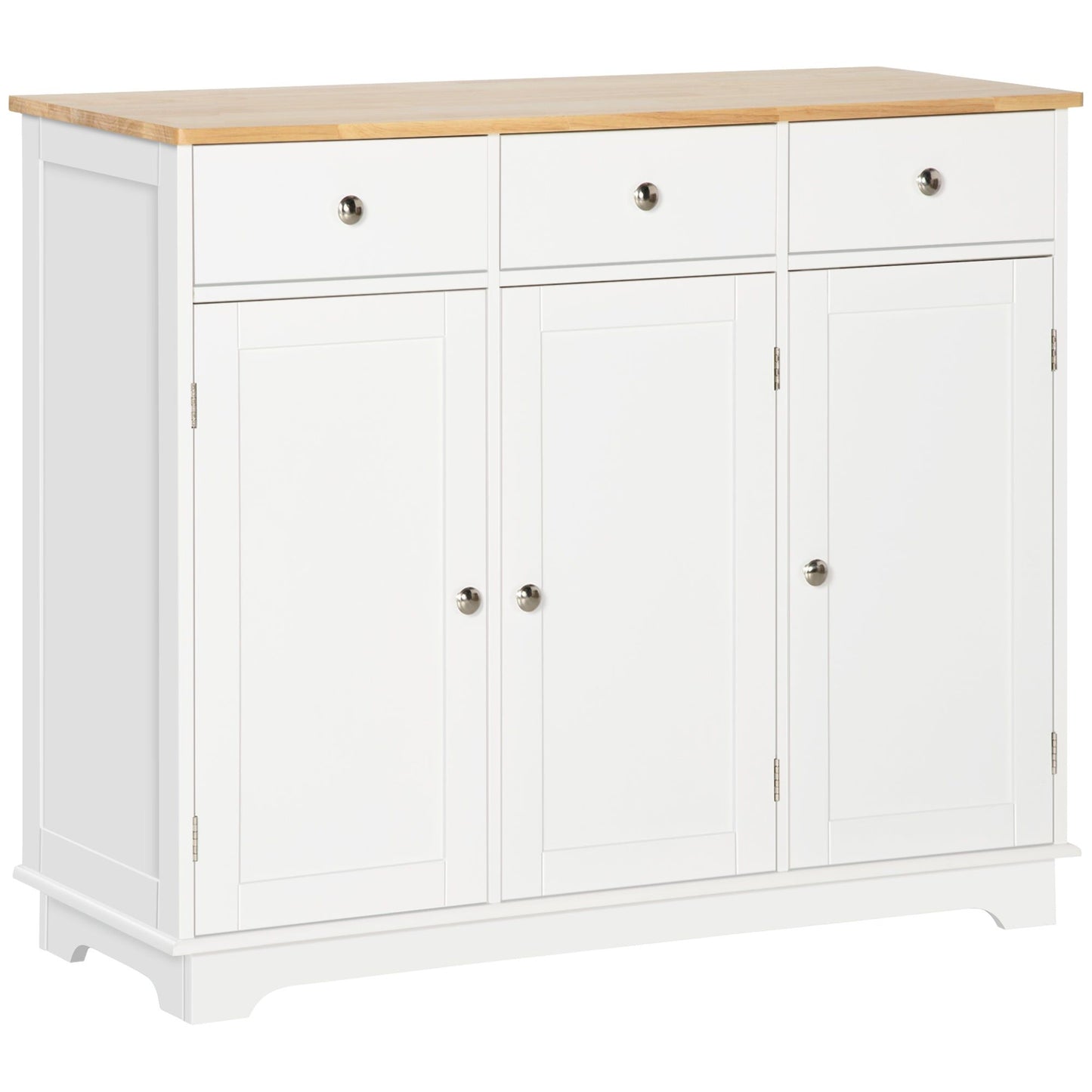 Modern Sideboard Buffet with Drawers and Shelves - White