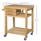 Bamboo Rolling Kitchen Island with Drawers and Shelves