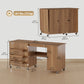 Sewing Machine Table with Drop Leaf, Folding Craft Table with 2 Doors and Adjustable Shelf for Small Spaces, Brown