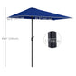 8ft Half Round Umbrella Outdoor Balcony Parasol Patio Garden Outdoor Window Sun Shade w/ 5 Ribs