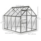 6' x 8' x 6.5' Polycarbonate Greenhouse, Walk-in Green House with Adjustable Roof Vent Galvanized Base Sliding Door Rain Gutter for Outdoor Garden Backyard, Charcoal Grey
