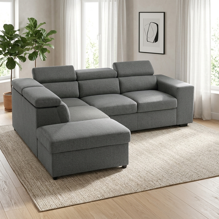 Bel Air Sectional with sleeper closed — left chaise