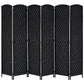 6ft Folding Room Divider, 6 Panel Wall Partition with Wooden Frame for Bedroom, Home Office, Black