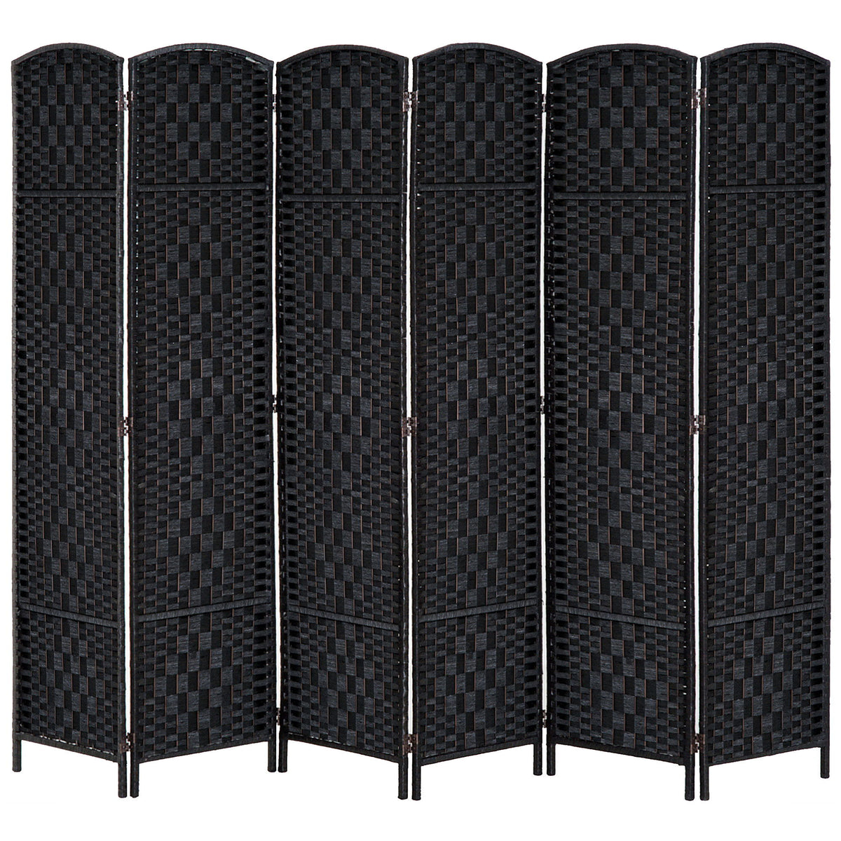 6ft Folding Room Divider, 6 Panel Wall Partition with Wooden Frame for Bedroom, Home Office, Black