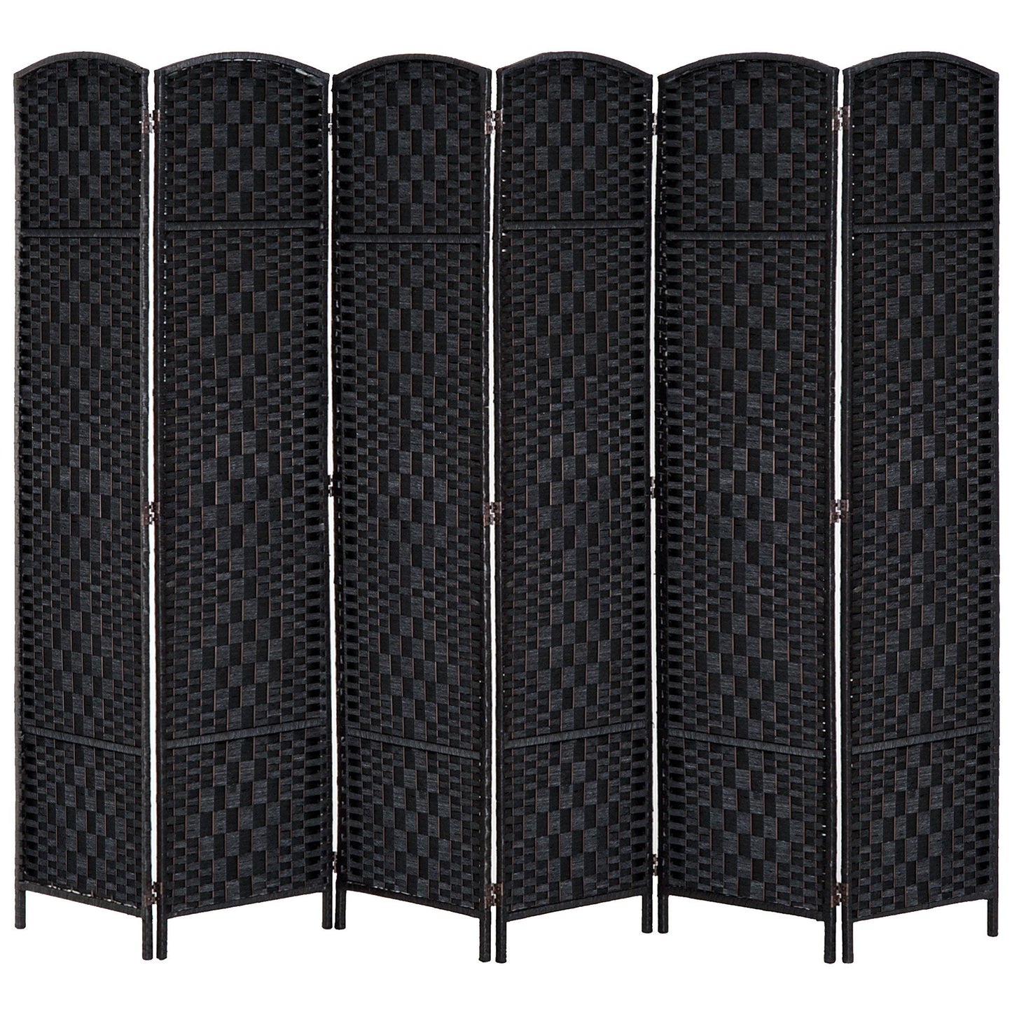 6ft Folding Room Divider, 6 Panel Wall Partition with Wooden Frame for Bedroom, Home Office, Black