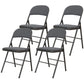 4 Pack Folding Chairs with Padded Seats, Velvet Portable Party Chairs with Steel Frame, Dark Grey