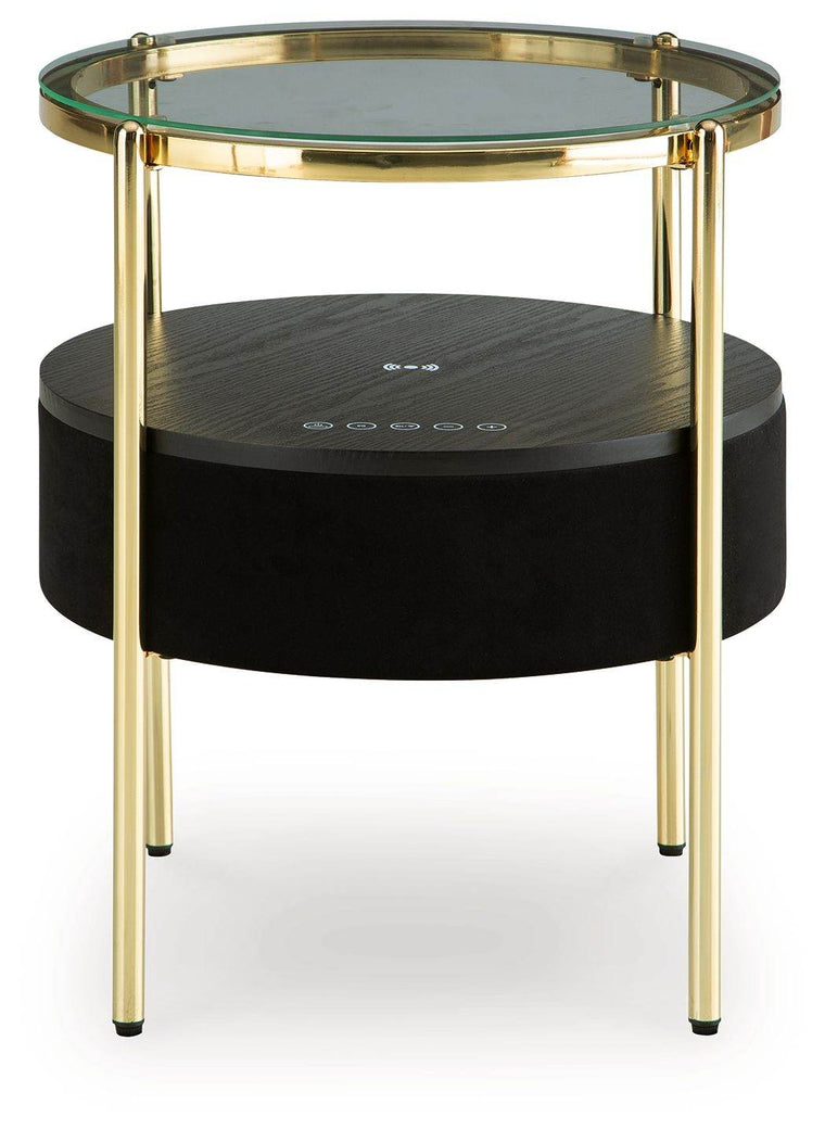 Nedman - Black / Gold Finish - Accent Table With Speaker - Forward Furniture