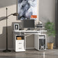 Computer Desk with Keyboard Tray and Drawers - White