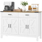 Farmhouse Sideboard Buffet Cabinet with Drawers - White