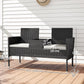 Patio Furniture w/ Mid-Table PE Rattan Loveseat w/ Cushion, Cream White
